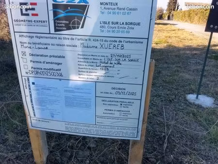 terrain constructible isle sur la sorgue