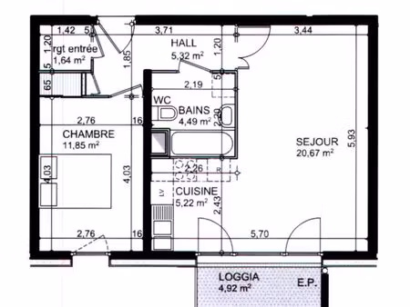 appartement - 2 pièces - 49m² - garage inclus
