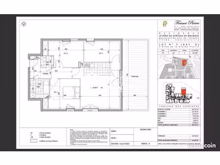 appartement 3 pièces 70 m²