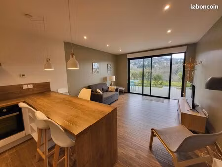 grand t1 bis  meublé en rez de jardin au calme à limonest