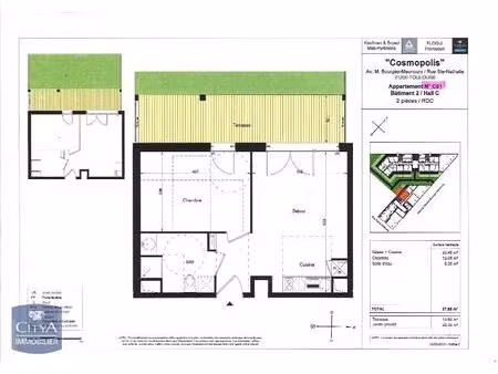 location appartement 2 pièces 37m² toulouse 31200