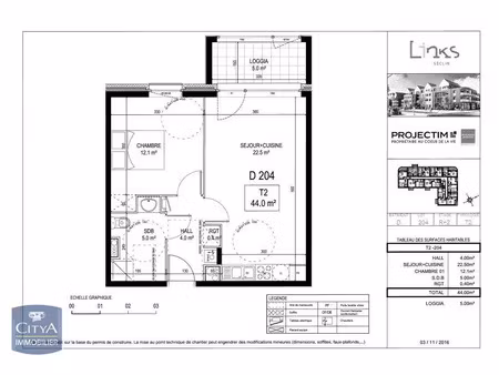 appartement à louer 2 pièces 44 m² - seclin (59) - 611€