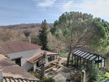 près de monségur - propriété unique avec piscine  en position dominante sur la forêt