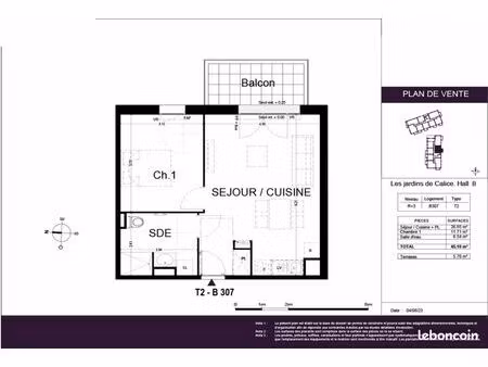 appartement 2 pièces 45 m²