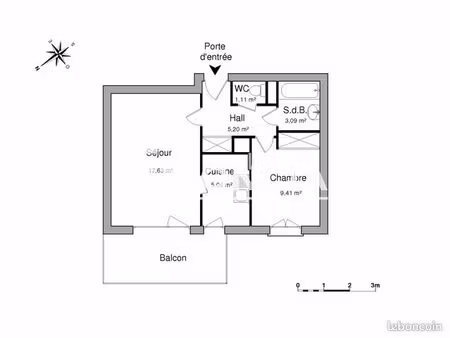 appartement 2 pièces 41 m²