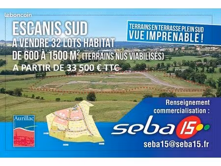 aurillac escanis - terrains a batir – prix a la baisse