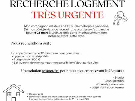 recherche logement très urgente – lyon