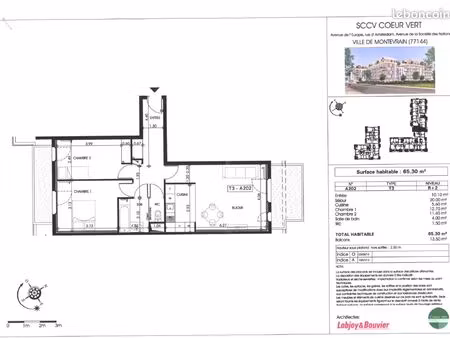 appartement t3 - montévrain - rer a val d'europe