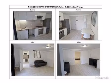 appartement f4 meublé de 67 m²  rénové en 2024  centre‑village