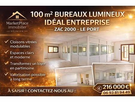 vente locaux professionnels 3 pièces 98 m² à le port (97420)  216 000 €