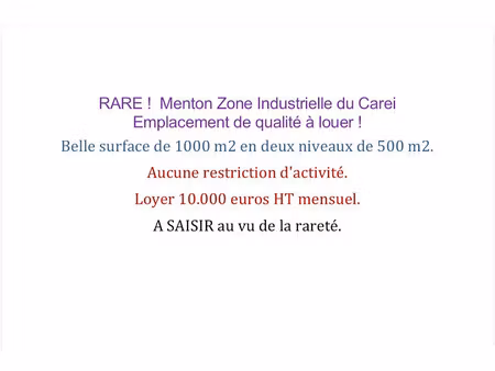 location locaux professionnels 1000 m² à menton (06500)  12 000 €