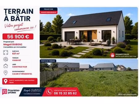 terrain à bâtir viabilisé 637m2 - cadre calme