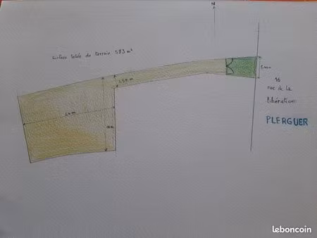 beau terrain constructible de + de 580 m² au coeur du bourg de plerguer au prix de 126 le 