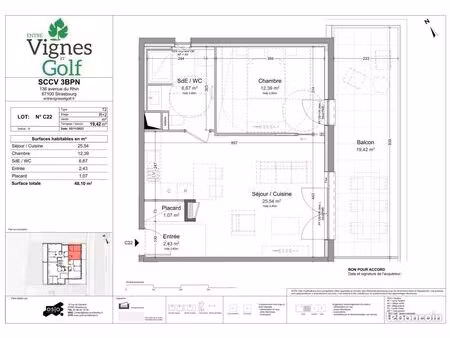 appartement 2 pièces 48 m²