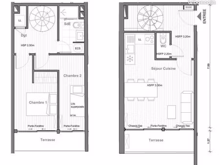 appartement t3-8 couchages 60m2