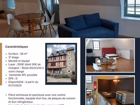 appartement - location studio idéalement situé - 36 m2 meublé - château-gontier