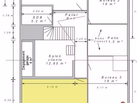 location bureau meublé de standing de 21m²