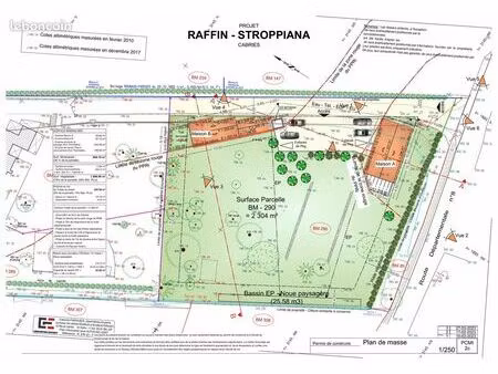 cabriès 280/m² terrain indivis de 2304m² soit 2290/m² habitable permis 2 villas 260m² purg
