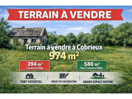 terrain à vendre à cobrieux parcelle constructible + terrain