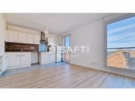 tourcoing proximité mouvaux  t2 lumineux de 49m² avec balcon et place de parking en sous-s