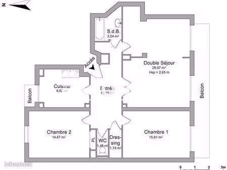 appartement 4 pièces 88 m²