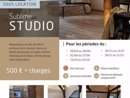 sous location studio dijon