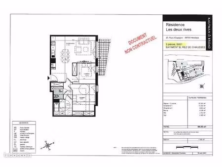 appartement 3 pièces 66 m²