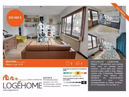 maison 3 pièces 57 m²