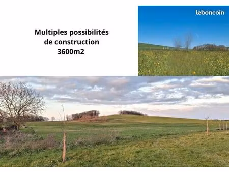 terrain constructible 3600 m² – vue dégagée campagne – beaumontois en périgord