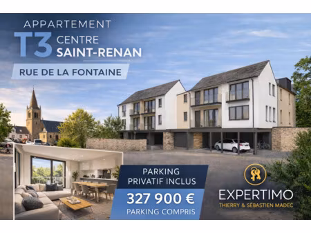 appartement t3 duplex centre de saint-renan - parking - rue