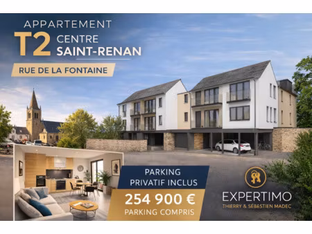 appartement t2 centre de saint-renan - parking - rue de la f