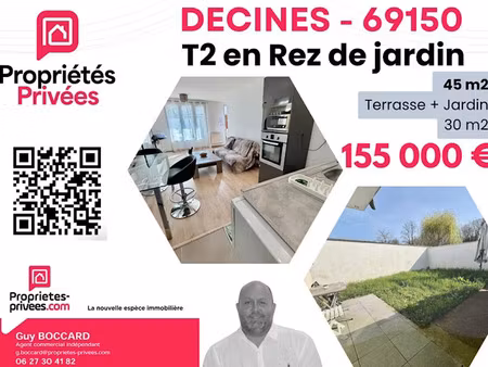 vente appartement 2 pièces 45 m² à decines-charpieu (69150)  155 000 €
