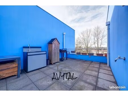 plateau de la duchere: duplex avec vastes terrasses et garage double inclus