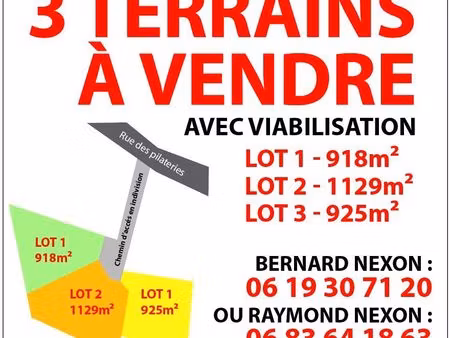 terrains viabilisés sur beaune les mines