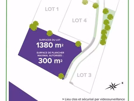 terrain clos et viabilisé 1380 m2