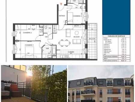 appartement 4 pièces 79m2 franconville