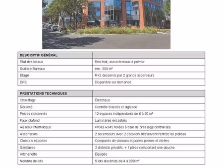 plateau bureaux 300 m² – 11 bureaux – pied gare rer a