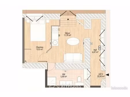 appartement 2 pièces 32 m²