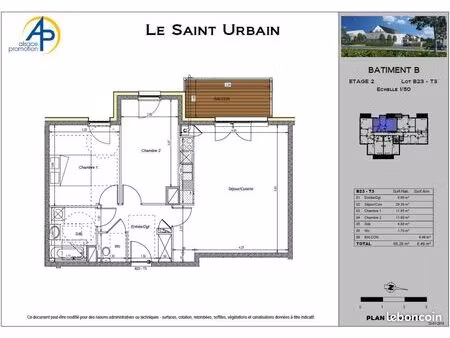 appartement 3 pièces 66 m²