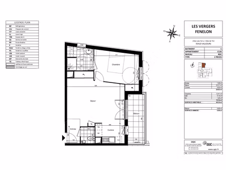 appartement vaujours 2 pièce(s) 48 36 m2
