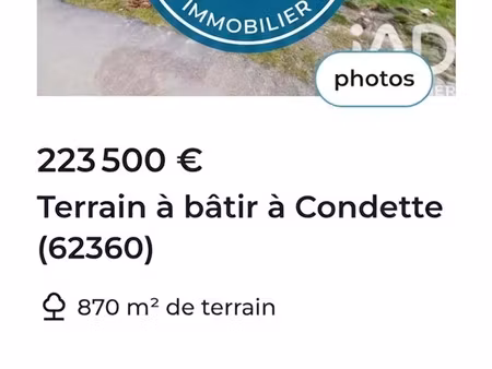 terrain à bâtir à condette (62360)