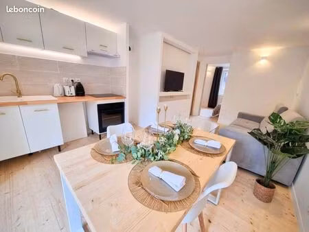 t2 traversant 40 m² avec balcon - cheminée - accès sauna  salle de sport  coworking  jardi