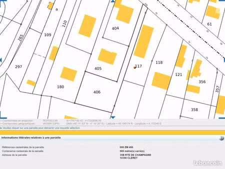 terrain 960 m² clérey
