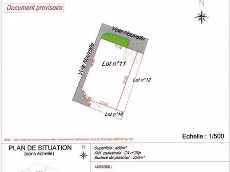 vente terrain 460 m²