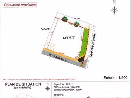 vente terrain 590 m²