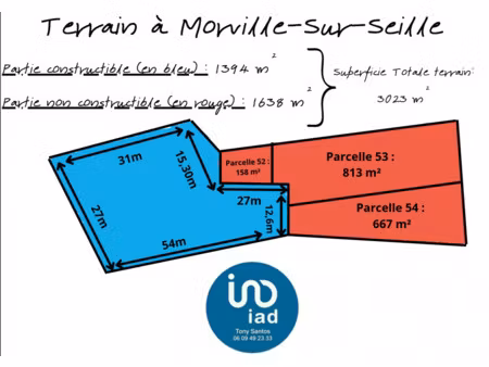 en vente terrain constructible 30 32 ares – 126 000 € |morville-sur-seille