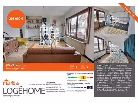 vente maison 3 pièces 57 m² allennes-les-marais (59251)