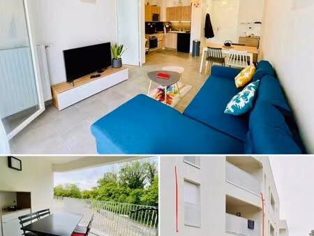 “t2 meublé 42 m² – terrasse – parking – gare 100 m (21 min lyon)”