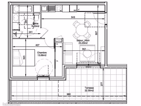 appartement 2 pièces 43 m²