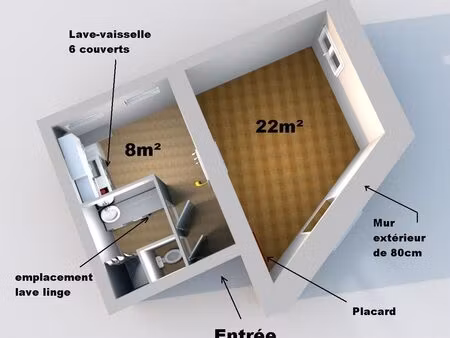 studio t1 35m2 centre ville